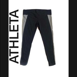 athleta black and white side striper LEGGINGS NWOT